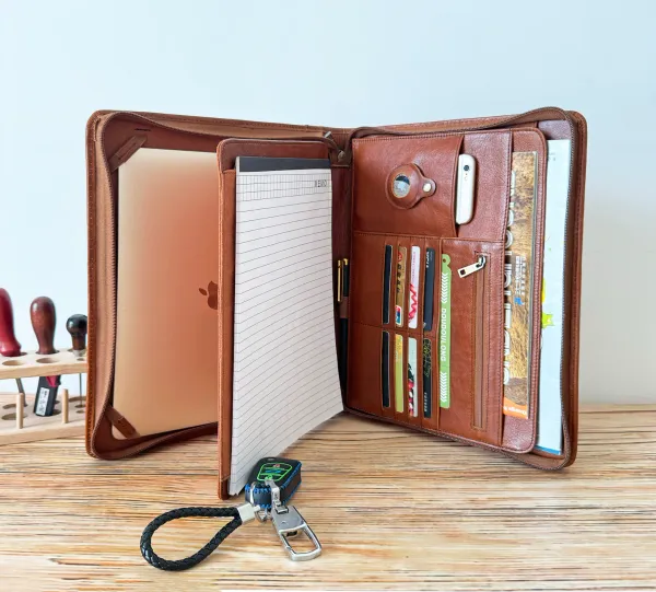 Leather Portfolio Dual Logo 3 - personalised corporate gift
