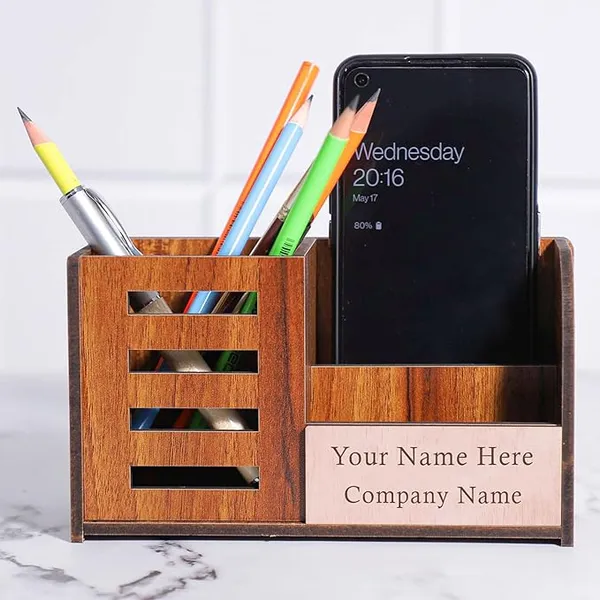 Bamboo Desk Organiser - personalised corporate gift