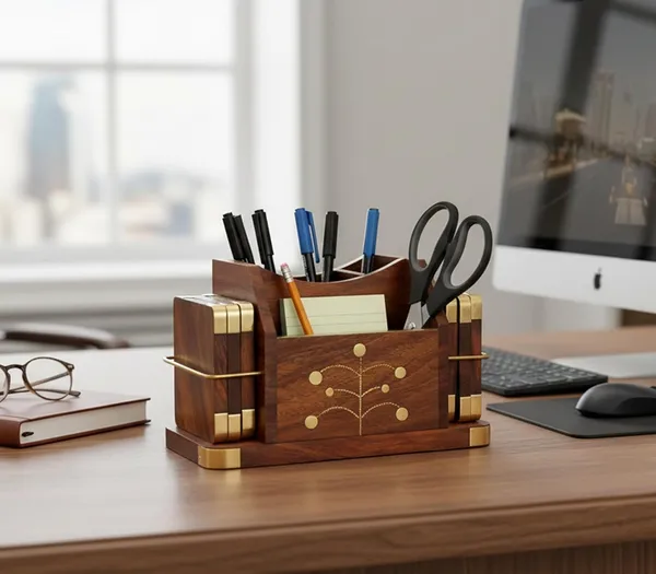 Bamboo Desk Organiser - personalised corporate gift