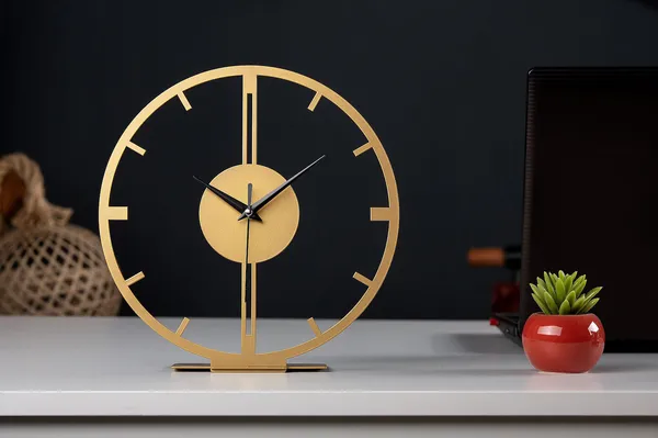 Gold Metal Tabletop Clock - personalised corporate gift