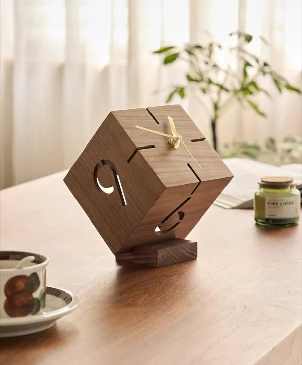 Modern Walnut Desk Clock - personalised corporate gift