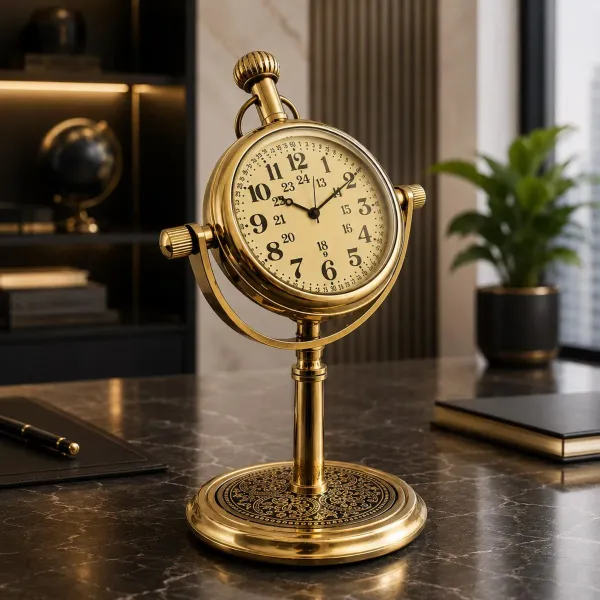 Vintage Brass Nautical Desk Clock - personalised corporate gift