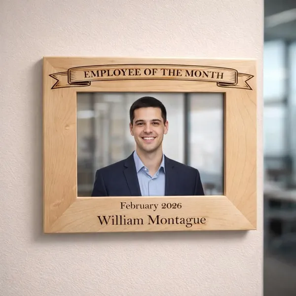 Engraved Wood Photo Frame - personalised corporate gift