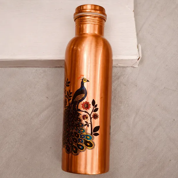 Peacock Printed Copper Bottle - personalised corporate gift