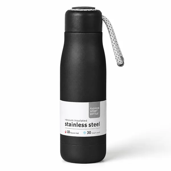 Black Coated Silver Bottle - personalised corporate gift