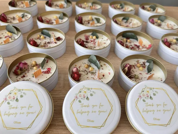 Organic Soy Candle Named Tin - personalised corporate gift
